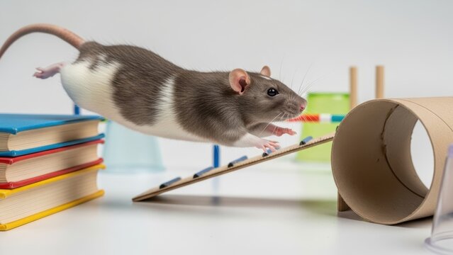 Pet Rat Running Agility Course with Books