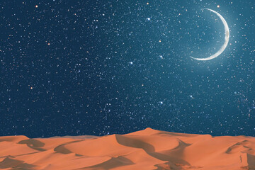 milky way and milky way over the desert in the night. the stars in the middle.