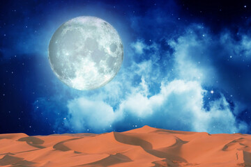 milky way and milky way over the desert in the night. the stars in the middle.