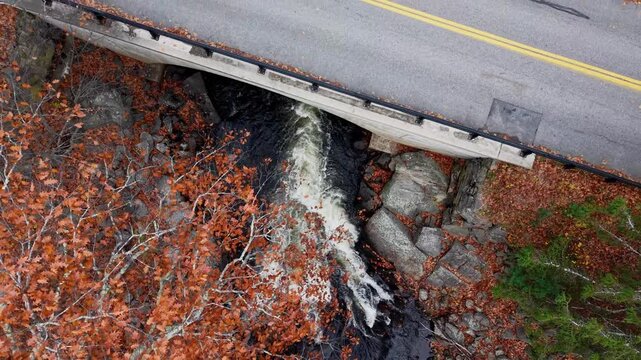 Fall aerial view featuring Packers Falls in Durham, New Hampshire