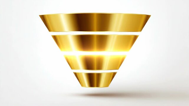 Floating multi-metal revenue funnel illustrating harmonized sales stages and structured conversion flow.