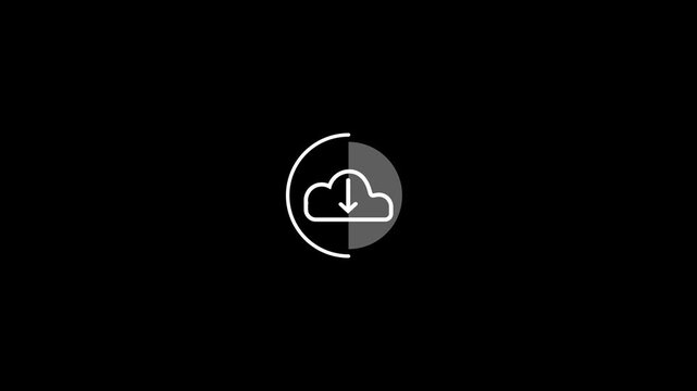 circular cloud download progress animation loading ring with arrow icon.