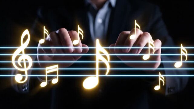 Virtual Conductor Composing Music Notes on Staff