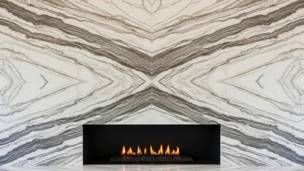 Fototapeta premium Bookmatched Marble Fireplace Wall