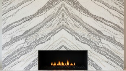 Obraz premium Symmetrical Marble Wall With Fireplace