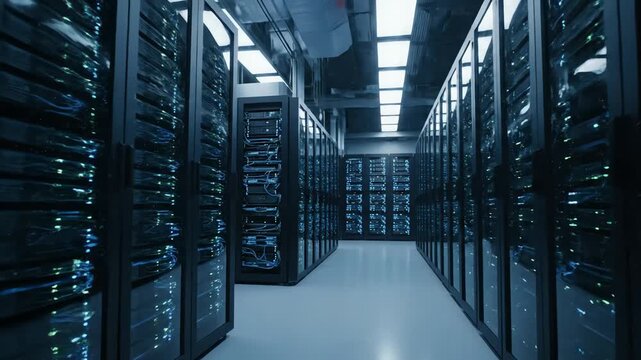 Rows of computer server racks.