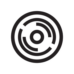 Fototapeta premium A minimalist black and white graphic icon featuring a circular shape with segmented ring patterns