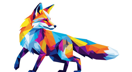Fototapeta premium Colorful Fox Walking Sideways Profile.