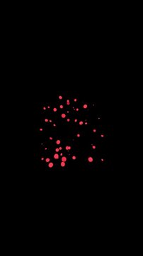 Vertical Red Sparks Explosion and Glitter Particles Burst on Black, 916 Social Media Mobile Background Magic Firework Reveal, Anime Style Glowing Red Dust Motion Graphics, 4K Burst Animation Loop