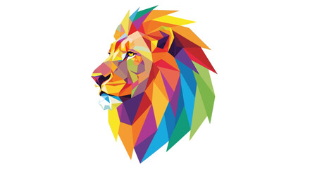 Colorful Lion Head Profile Portrait. © Sego
