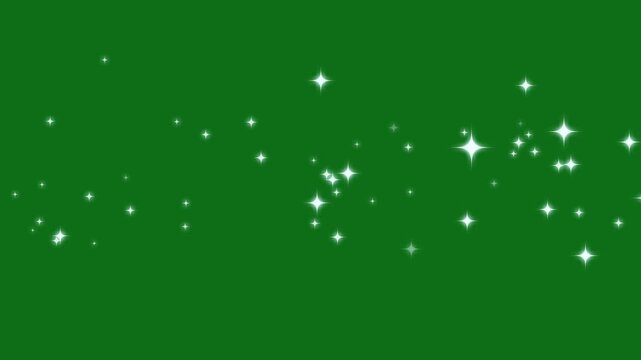 White twinkling glitter stars line trail, glowing magic dust sparkle animation, fairy shimmer particles motion, pixie dust burst path, shining star sparkle effect, seamless loop on green screen, 4K