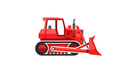 Red Bulldozer Construction Vehicle, Heavy Machinery, Earthmover, Vector Illustration © Kuning