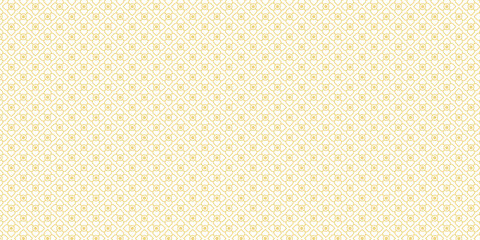Thai pattern with golden floral background. Traditional Thai seamless pattern featuring flowing Thailand-inspired geometric shapes in gold on a light background. © shamanviiii