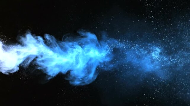 Glowing blue and white light trail.