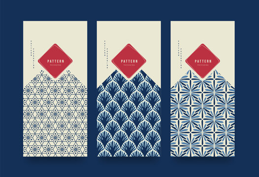 Packaging templates japanese style background of fabric luxury or premium products. Asian pattern art design.