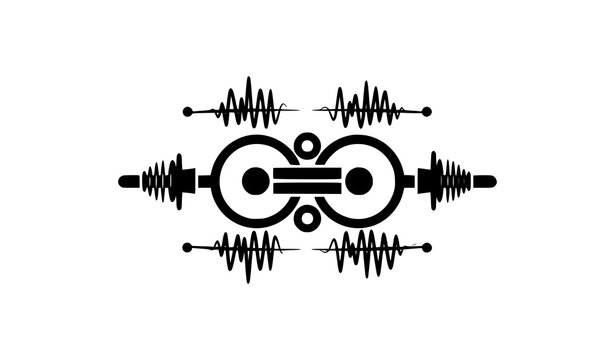 Minimal black and white tala rhythm icon vector with geometric percussion beat symbol design