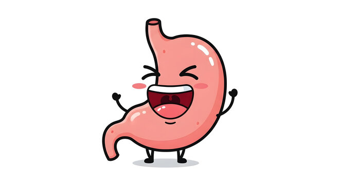 cute cartoon stomach character laughing 