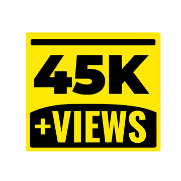 45K Views Platform Popularity Counter PNG, Audience Reach Badge Design, Engagement Increase Label Graphic, Viral Content Tag Icon, Viewer Count Sticker PNG