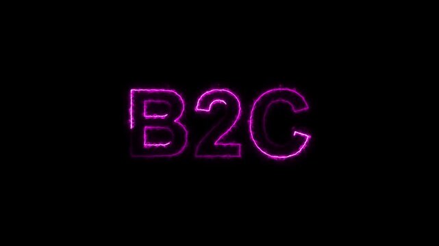 Business to Consumer B2 C Neon Sign on Black Background glowing letters red neon