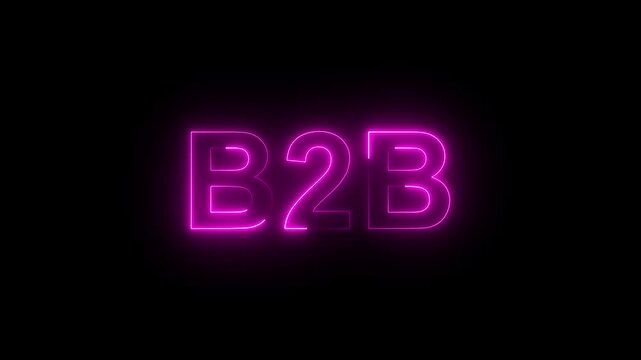 B2 B neon sign glowing red on black background business to business marketing concept