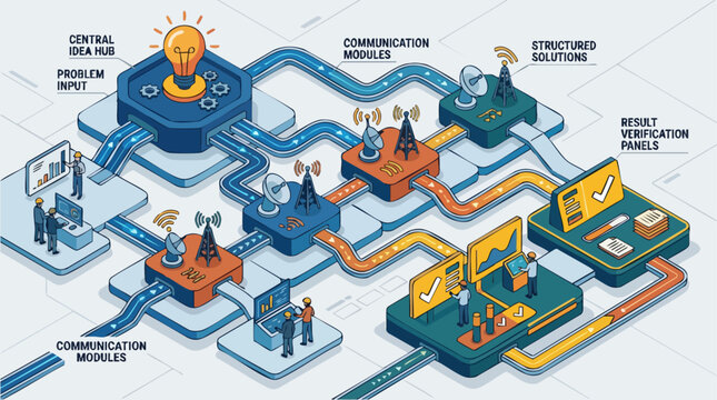 Digital Communication Network System with Data Flow and Technology Infrastructure