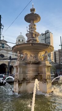 Slow Motion View of the Carriedo Fountain in Manila Philippines