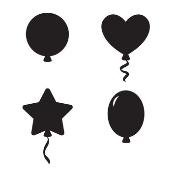 Balloon Silhouette Illustration Set - Celebration and Party Decorations 