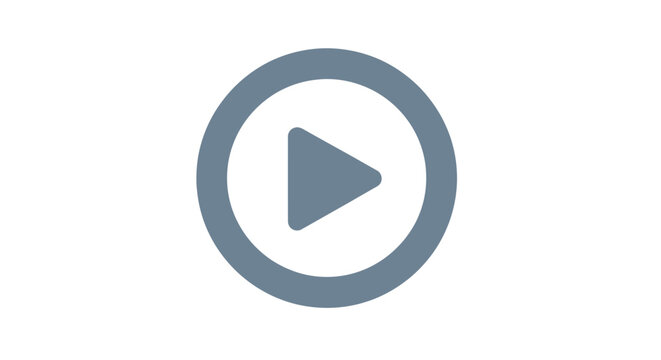 Gray Play Button Icon on White Background.