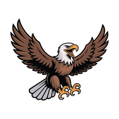 Fototapeta premium Aggressive bald eagle spreading wings, ready to attack, powerful symbol of freedom and strength