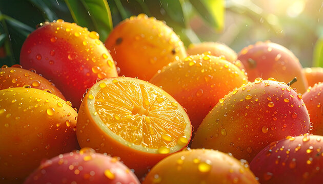 A variety of fresh organic fruits including ripe apples, citrus oranges, and juicy apricots are arranged on a white plate as a healthy vegetarian dessert