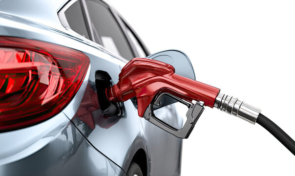 Fueling Up: A close-up shot of a modern car being refueled with gasoline, highlighting the interplay of automotive technology and the vital energy source that keeps it moving. 