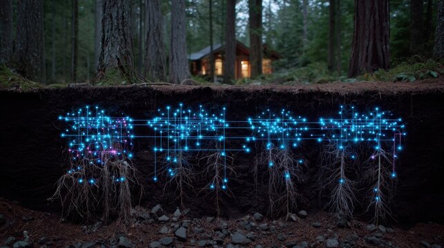 Interconnected Forest: Roots Communicate Underground With Glowing Network