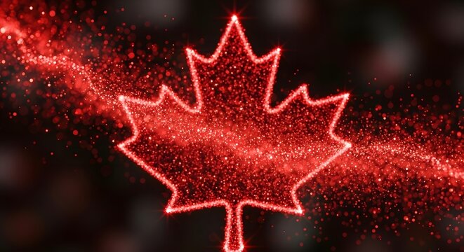 Vibrant red maple leaf on canada day celebrations background