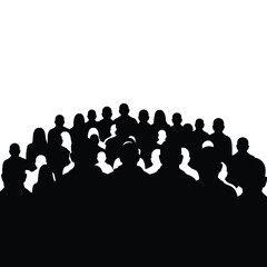 Obraz premium Diverse team of professionals sitting in silhouette against bright background for business unity and collaboration concept