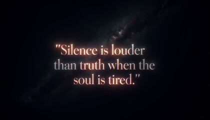 Silence is louder than truth when the soul is tired - a profound quote about inner peace and emotional weariness