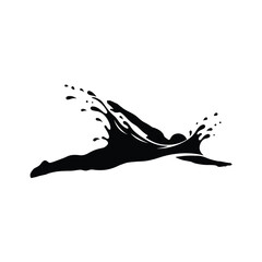 Fototapeta premium Silhouette runner sprinting through dynamic ink splash on white background minimalist motion energy concept
