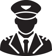 Obraz premium Hand Drawn Male Pilot Black and White Avatar Illustration in Minimal Line Art Style Design
