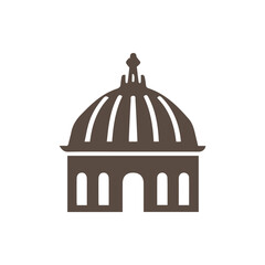 Fototapeta premium Minimalist Brown Dome Building Icon Simple Architectural Graphic Logo