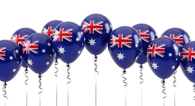 Labor day celebrations with australian flag balloons