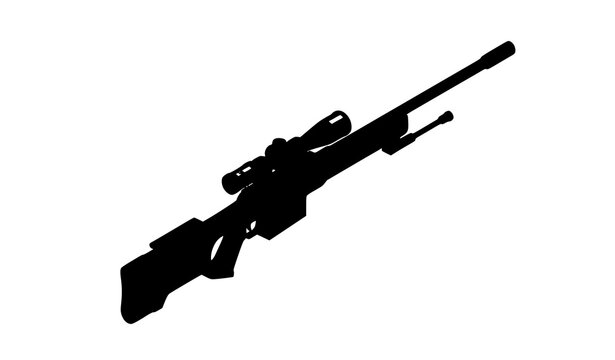 AWM sniper rifle isometric vector illustration 3D perspective modern tactical weapon isolated on white background