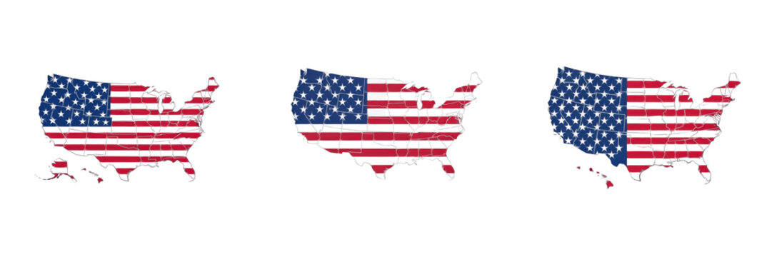 USA Map with American Flag Texture PNG