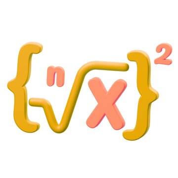 Mathematical formula n root of x squared expression in 3d with brackets