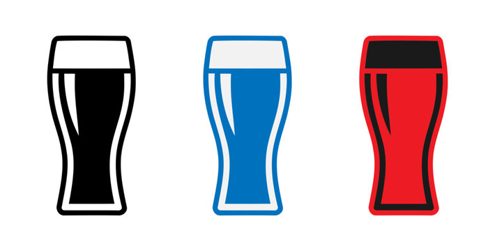 pint glasses filled with different colored liquids