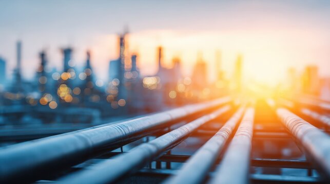 Bright Renewable Landscape Beyond Industrial Pipes