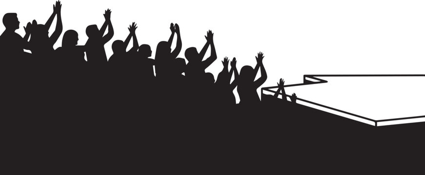 Audience cheering silhouette vector illustration for concert or event