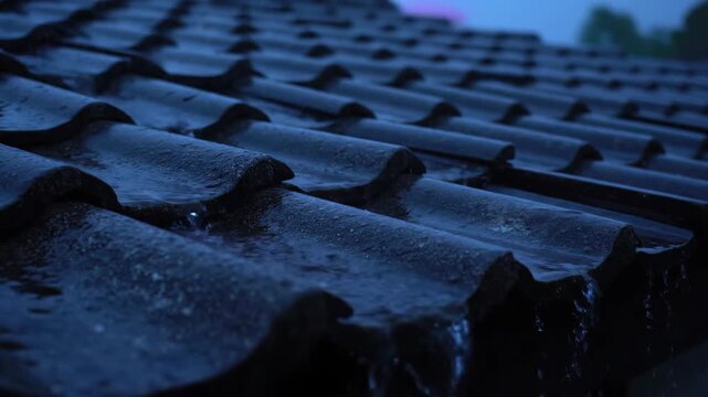 Nighttime Roof Tiles - Dark Texture and Architectural Detail.