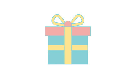Obraz premium Simple Gift Box Icon with Ribbon and Bow, Pastel Colors, Isolated