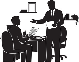 Fototapeta premium Business communication silhouette vector illustration for office work