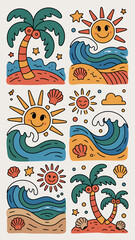 Obraz premium Cute Summer Beach Vibes Doodle Collection.