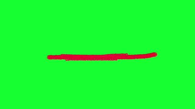 Animated hand drawn red line with smooth sketch motion on green screen background.